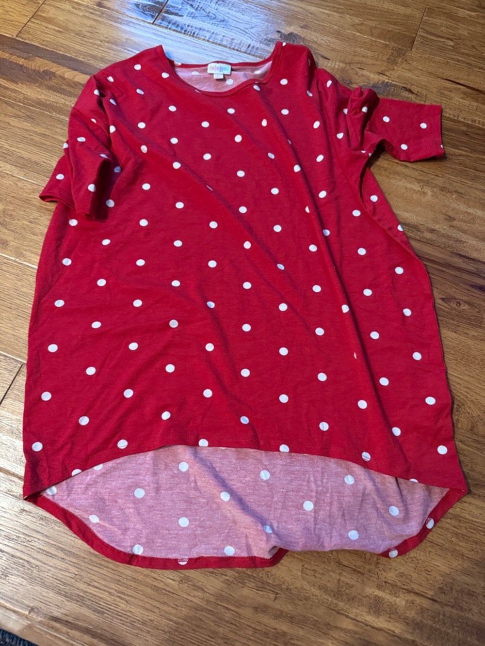 LuLaRoe Red Polka Dot Scoop Neck Top